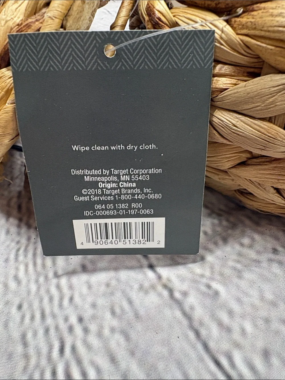 Woven Natural Bathroom Set with Wood-Look Soap Dispenser - Waste Basket